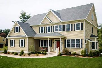 Featured is an example of a manufactured and/or modular home in situ in Needham, Massachusetts.